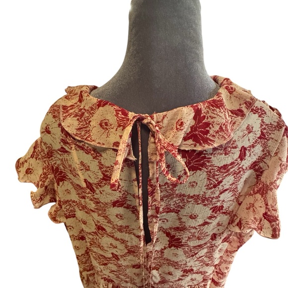 Free people These Dreams Pleated mini dress L pink and red NWT - Picture 8 of 16